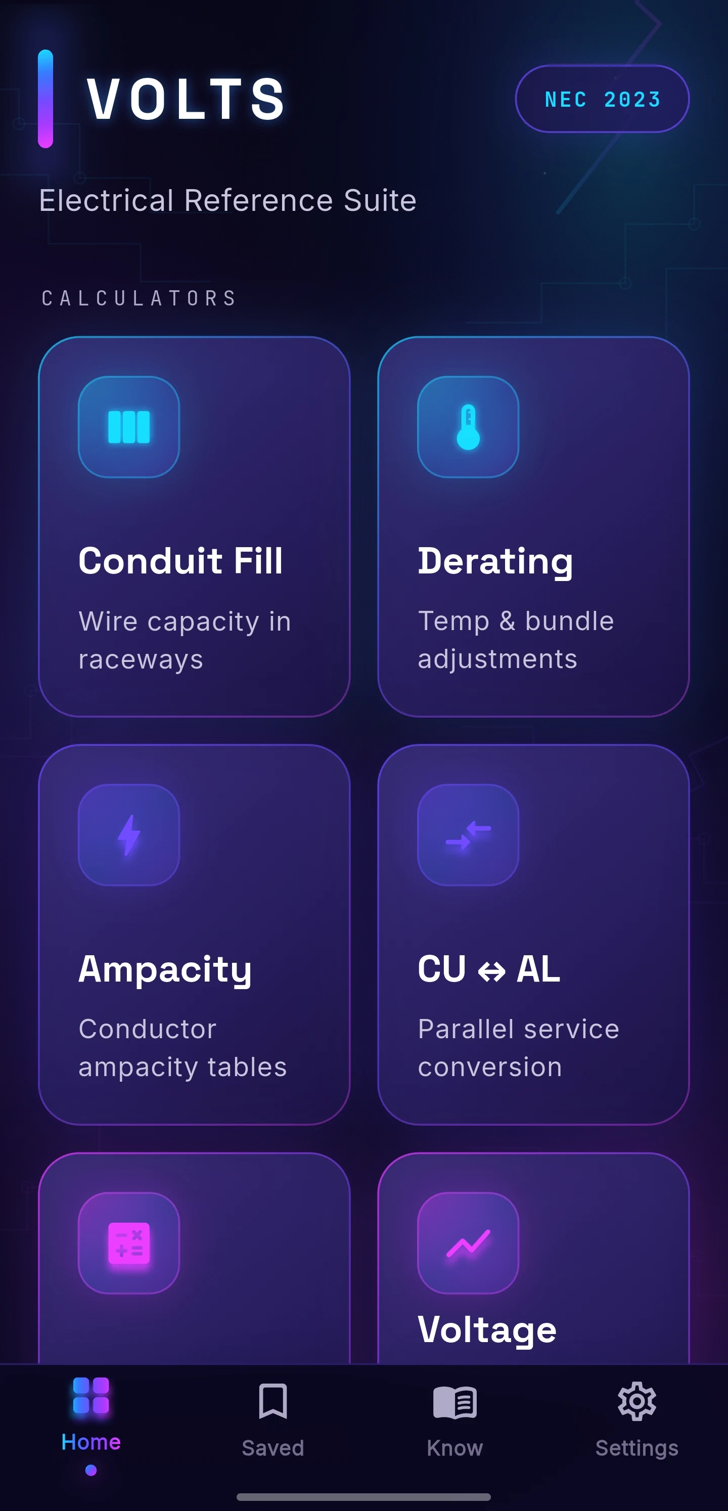 VOLTS calculators interface